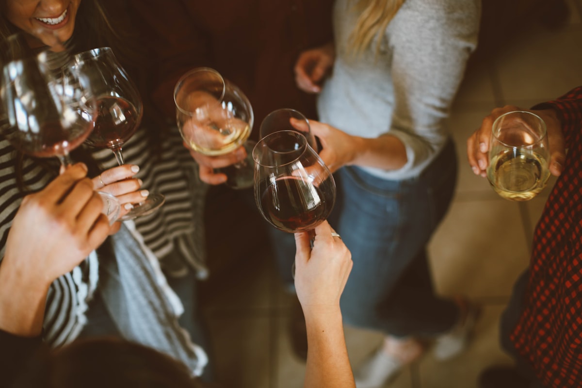 Friends raising glasses in a toast